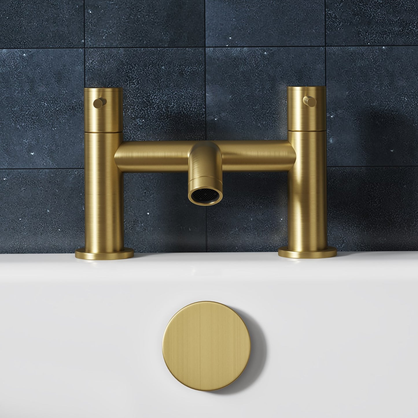 Serene Brushed Brass Deck Mounted Bath Filler