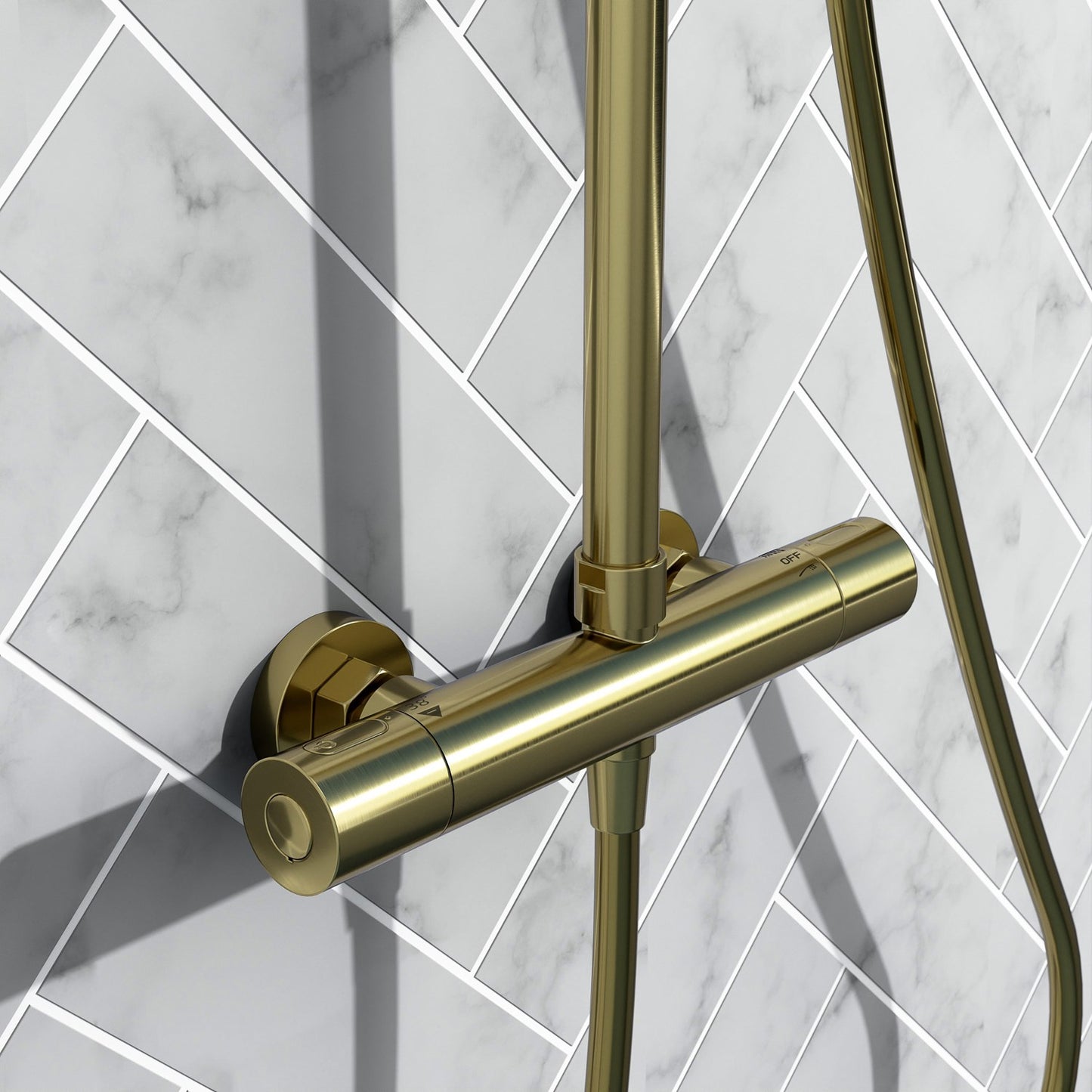 Serene Brushed Brass Round Thermostatic Shower Kit