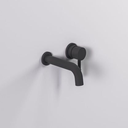 Fairford Element 5 Matt Black Wall Mount Basin Mixer, 2 Hole