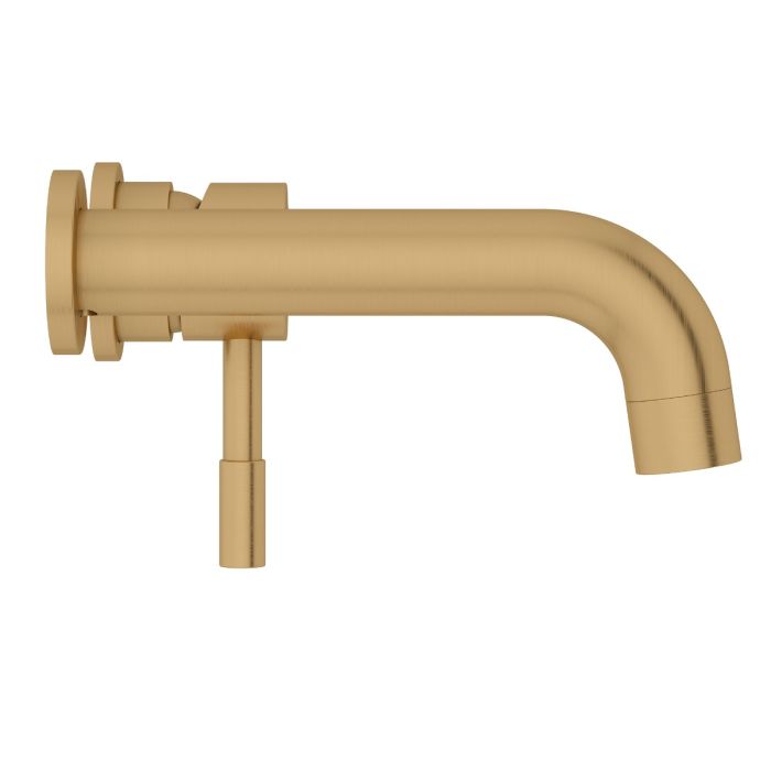 Fairford Element 5 Brushed Brass Wall Mounted Basin Mixer, 2 Hole