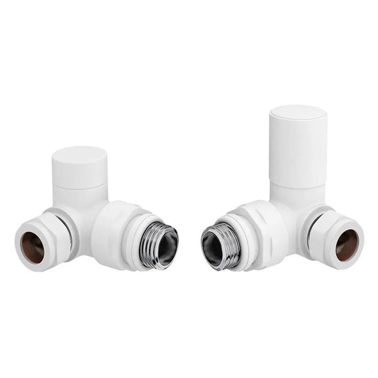 Fairford White Corner Radiator Valves - Pair