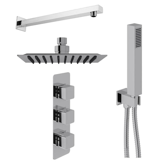 Cascade Una Concealed Shower Kit with Handset and Wall Mounted Rain Head, Chrome