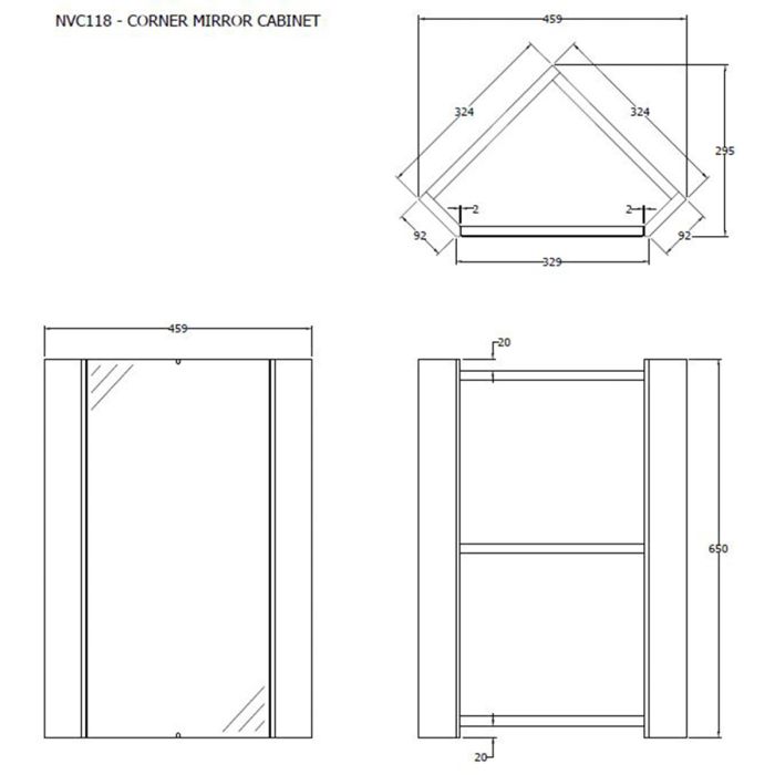 Fairford Arlo Gloss White 1 Door Corner Mirror Cabinet