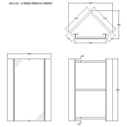 Fairford Arlo Gloss White 1 Door Corner Mirror Cabinet