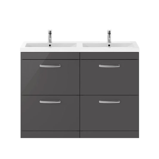 Fairford Carnation 1200mm Gloss Grey Floor Standing 4 Drawer Vanity Unit