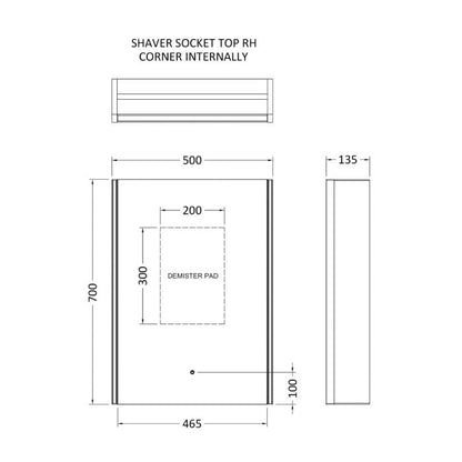 Zerna 500 x 700 Mirror Cabinet with Shaver