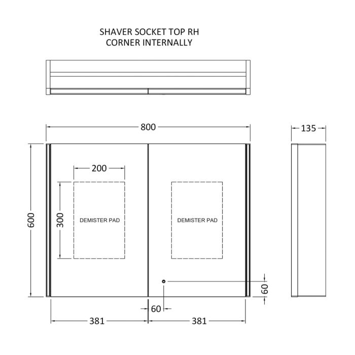 Zerna 800 x 600 Mirror Cabinet with Shaver