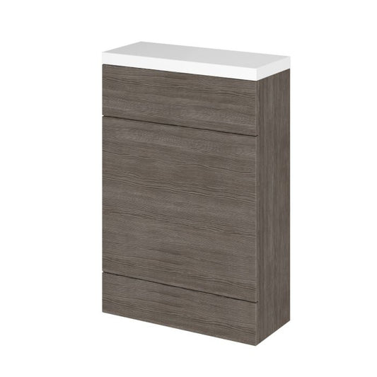 Fairford Union 600mm Slimline Grey Woodgrain WC Unit with Top