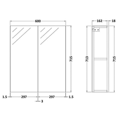 Fairford Union 600mm Slimline White Double Door Mirror Unit