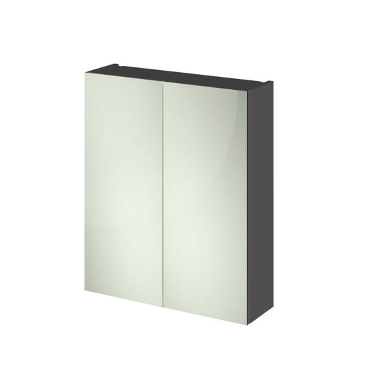 Fairford Union 600mm Slimline Grey Gloss Double Door Mirror Unit