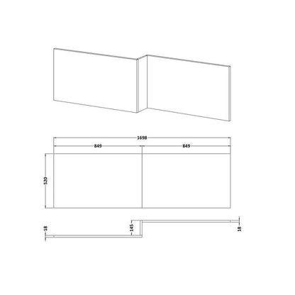 Fairford MDF White L Shape Side Panel, 1700mm