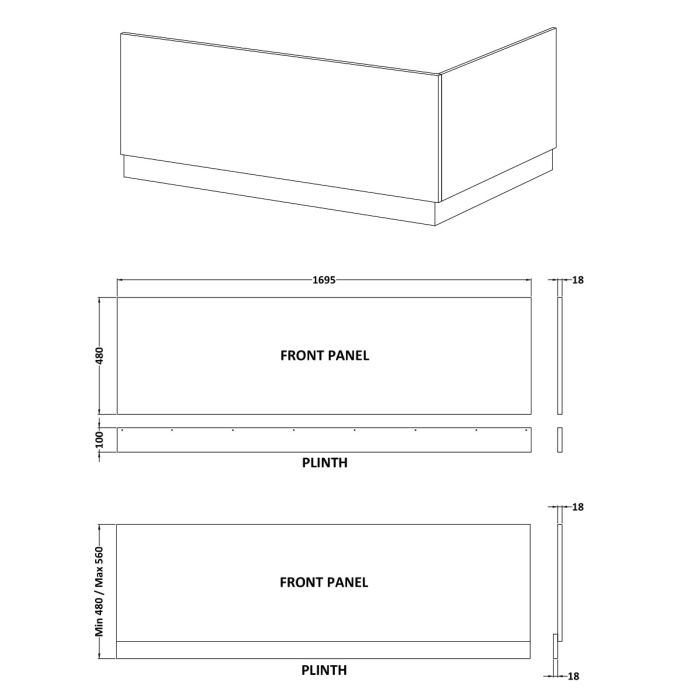 Fairford Satin Nu Blue 1700mm Bath Panel with Plinth