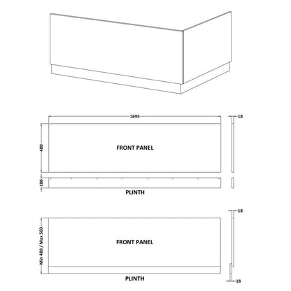 Fairford Satin Nu Blue 1700mm Bath Panel with Plinth