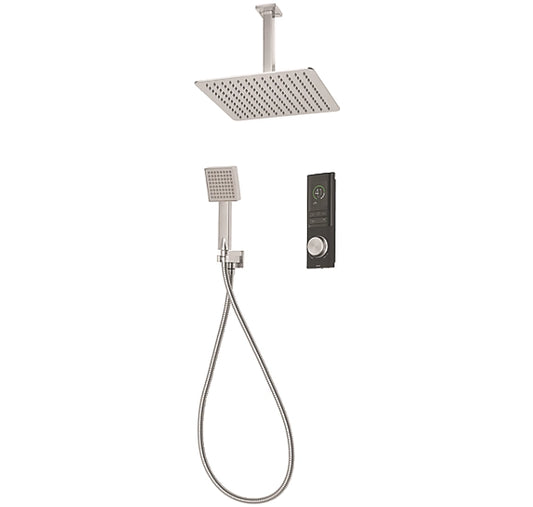 TRITON H2OME HP/COMBI CEILING & REAR FED DUAL OUTLET CHROME / BLACK THERMOSTATIC DIGITAL SHOWER