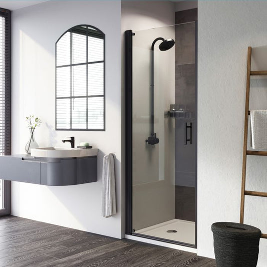 Fairford Pro 8 Black Frameless 8mm Pivot Shower Door