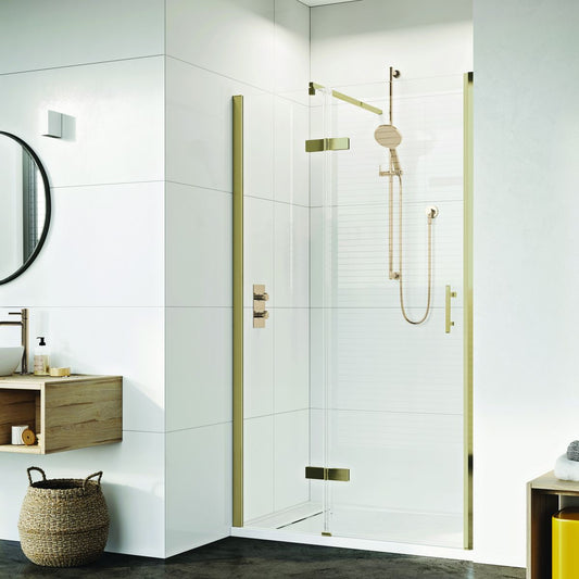 Fairford Pro 8 Brushed Brass Frameless 8mm Hinged Shower Door