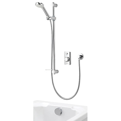 AQUALISA VISAGE HP/COMBI REAR-FED CHROME THERMOSTATIC SMART SHOWER WITH BATH OVERFLOW FILLER