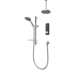 TRITON H2OME GRAVITY-PUMPED CEILING & REAR FED DUAL OUTLET BLACK THERMOSTATIC DIGITAL MIXER SHOWER