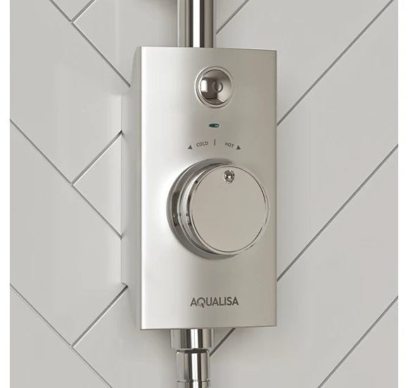 AQUALISA VISAGE GRAVITY-PUMPED CEILING-FED SINGLE OUTLET CHROME THERMOSTATIC DIGITAL SHOWER