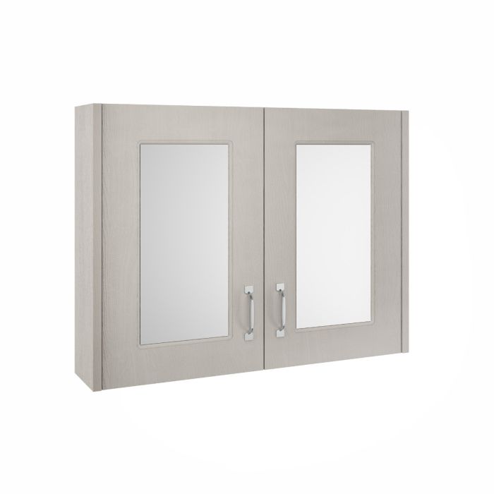 Double Door Mirror Unit Soft Grey