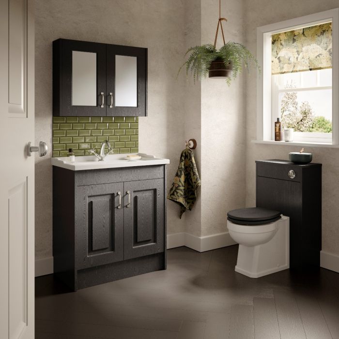 Double Door Mirror Unit Dark Grey