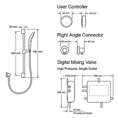 MIRA ACTIVATE HP/COMBI REAR-FED SINGLE OUTLET CHROME THERMOSTATIC DIGITAL MIXER SHOWER