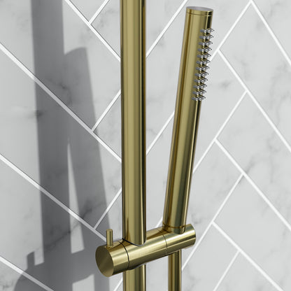 Serene Brushed Brass Round Thermostatic Shower Kit