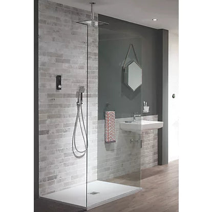 TRITON H2OME GRAVITY-PUMPED CEILING & REAR FED DUAL OUTLET CHROME / BLACK THERMOSTATIC DIGITAL SHOWER