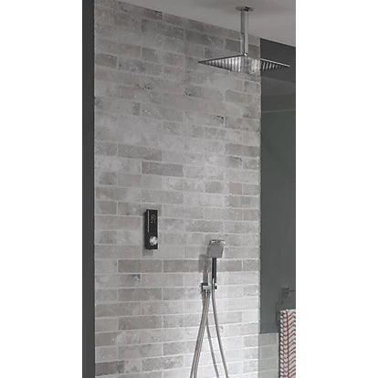 TRITON H2OME GRAVITY-PUMPED CEILING & REAR FED DUAL OUTLET CHROME / BLACK THERMOSTATIC DIGITAL SHOWER