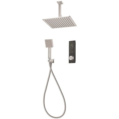 TRITON H2OME GRAVITY-PUMPED CEILING & REAR FED DUAL OUTLET CHROME / BLACK THERMOSTATIC DIGITAL SHOWER