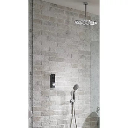 TRITON H2OME GRAVITY-PUMPED CEILING & REAR FED DUAL OUTLET CHROME / BLACK THERMOSTATIC DIGITAL SHOWER