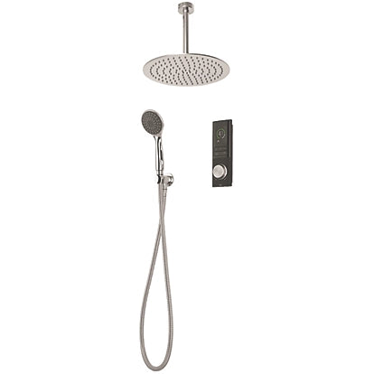 TRITON H2OME GRAVITY-PUMPED CEILING & REAR FED DUAL OUTLET CHROME / BLACK THERMOSTATIC DIGITAL SHOWER