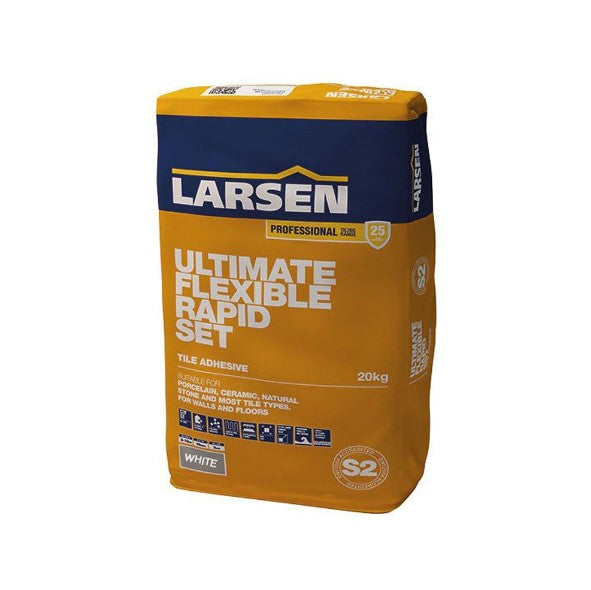 Larsen Ultimate Flexible Rapid Set - Wall & Floor Tile Adhesive - Indoor & Outdoor