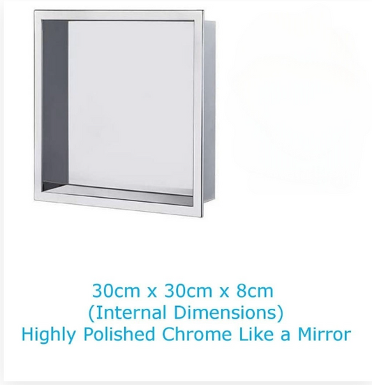 Shower Niche Metal, Waterproof Shelving Unit, Polished Chrome