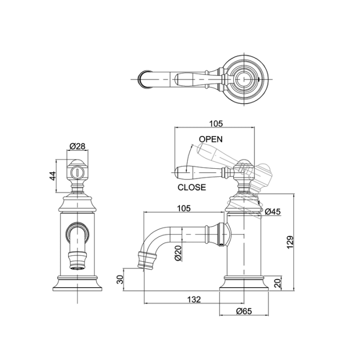 Burlington Arcade Basin Mixer with Lever Handle - Various Finish Options