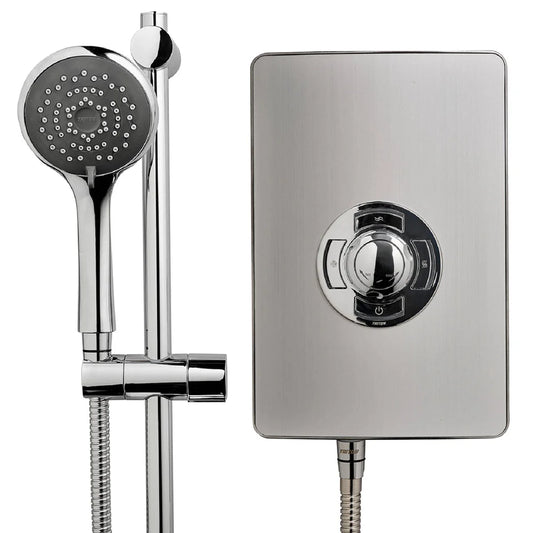 Triton - Aspirante 9.5kw Electric Shower - Brushed Steel