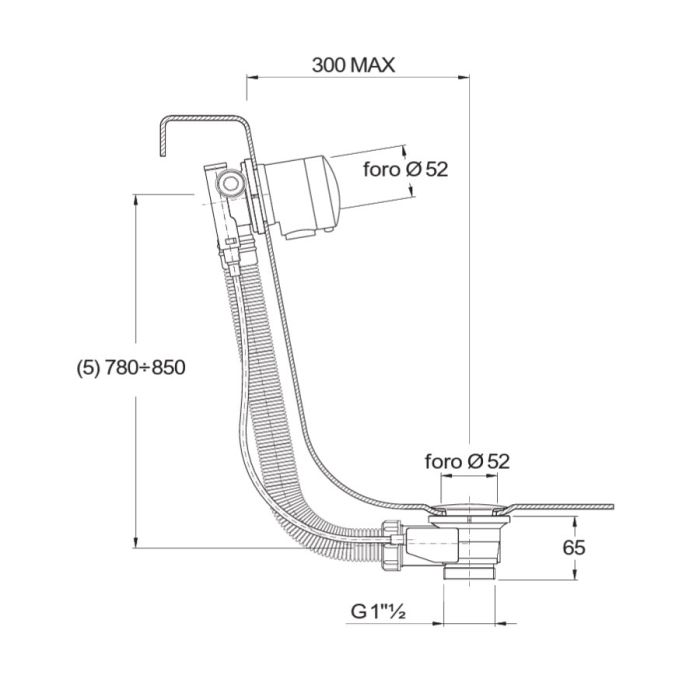 Crosswater Pop Up Extended Bath Overflow Filler with Waste