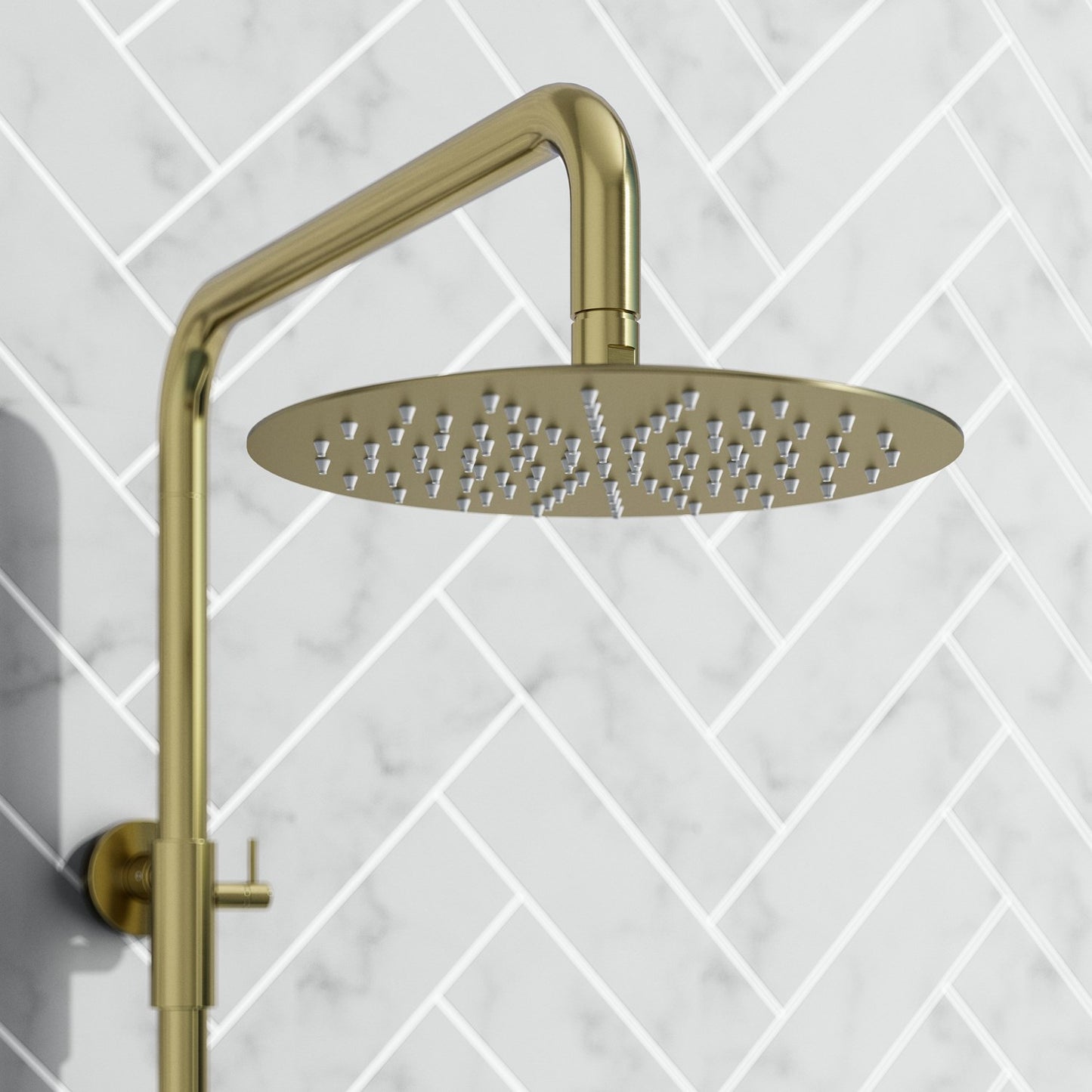 Serene Brushed Brass Round Thermostatic Shower Kit