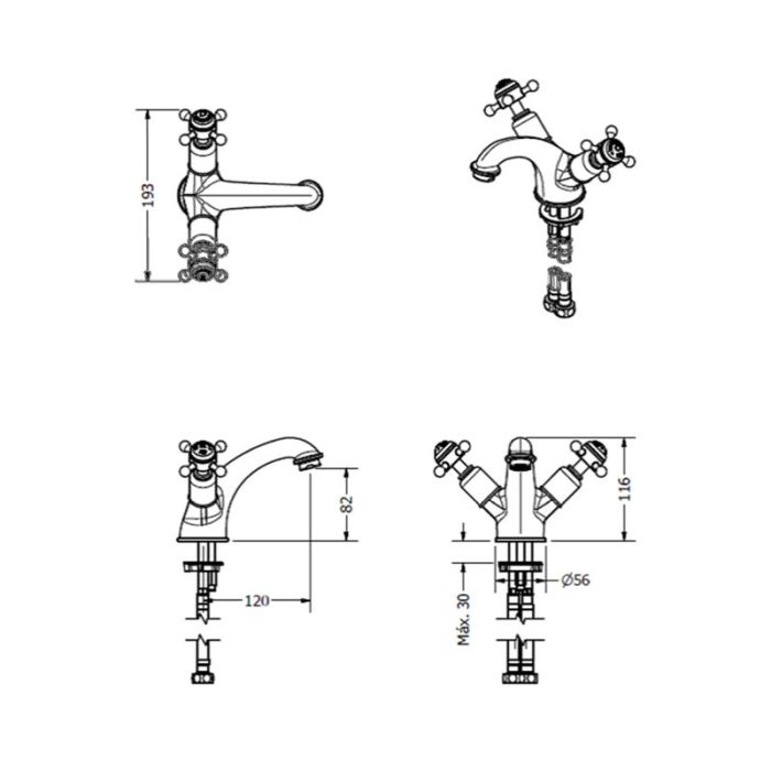 Crosswater Belgravia Crosshead Chrome Basin Mixer Without Waste