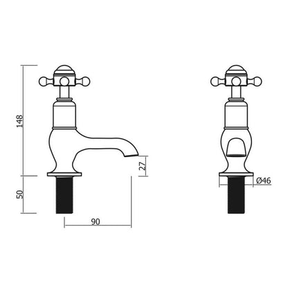 Crosswater Belgravia Crosshead Nickel Cloakroom Basin Pilar Taps