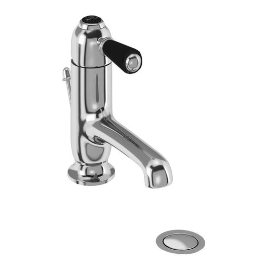 Burlington Chelsea Straight Basin Mixer with Waste, with Black Accents