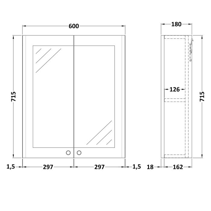 Fairford Laurel 2.0 600mm Satin Mirror Cabinet