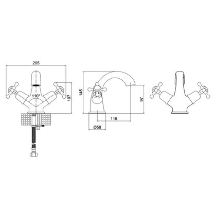 Burlington Claremont Basin Mixer, Gold