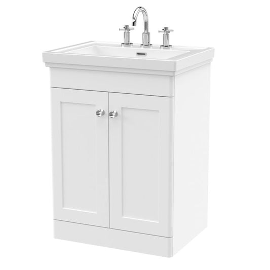 Fairford Laurel 2.0 600mm Floor Standing Satin  Vanity Unit - 3 Tap Hole