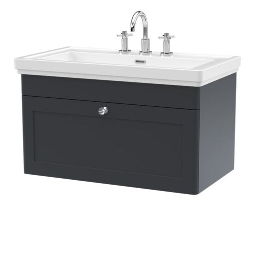 Fairford Laurel 2.0 800mm Wall Hung Satin  Vanity Unit - 3 Tap Hole