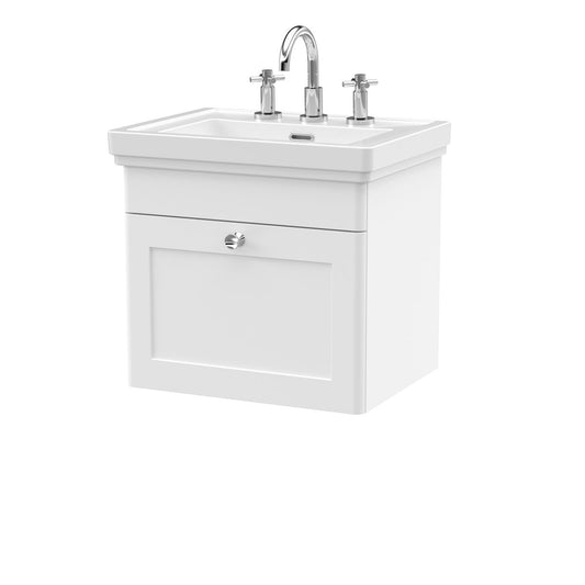 Fairford Laurel 2.0 500mm Wall Hung Satin White Vanity Unit - 3 Tap Hole