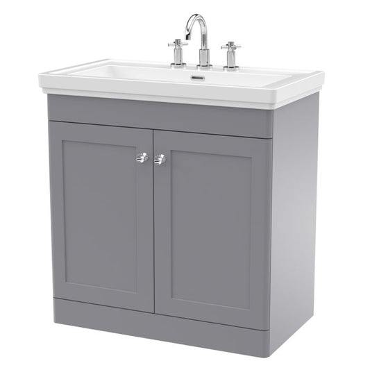 Fairford Laurel 2.0 800mm Floor Standing Satin  Vanity Unit - 3 Tap Hole