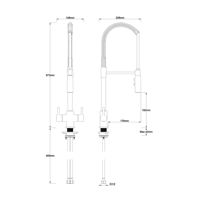 Crosswater Cook Dual Control Kitchen Mixer with Flexi Spray