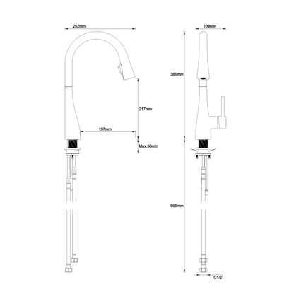 Crosswater Cook Side Lever Kitchen Mixer with Concealed Dual Function Spray