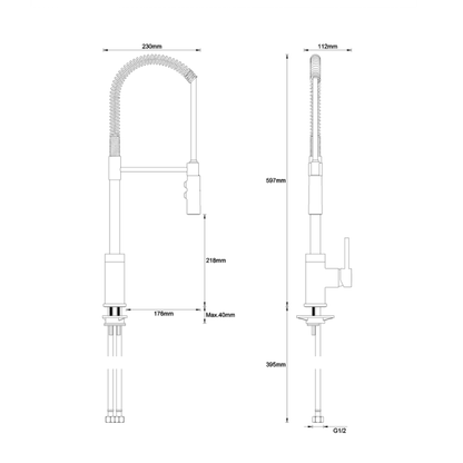 Crosswater Cook Side Lever Kitchen Mixer with Flexi Spray